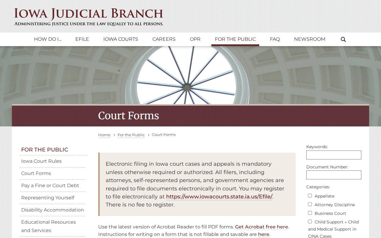 Iowa court forms for an Adair County criminal case