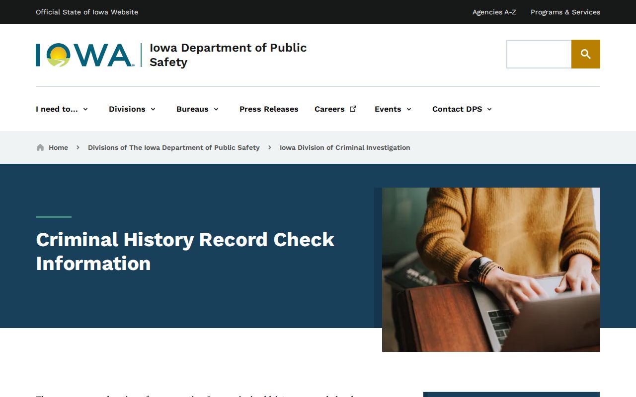 Iowa DCI official Adair County criminal history check information