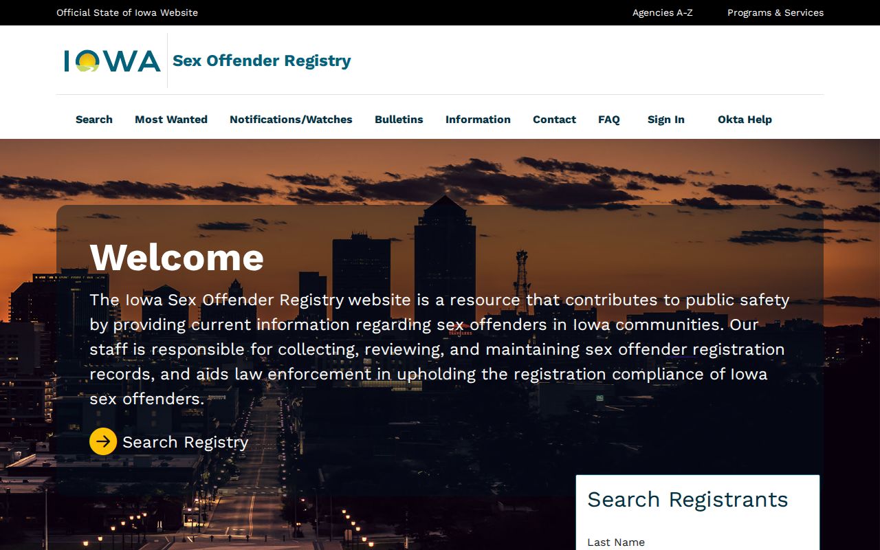 Adair County sex offender lookup on the Iowa registry