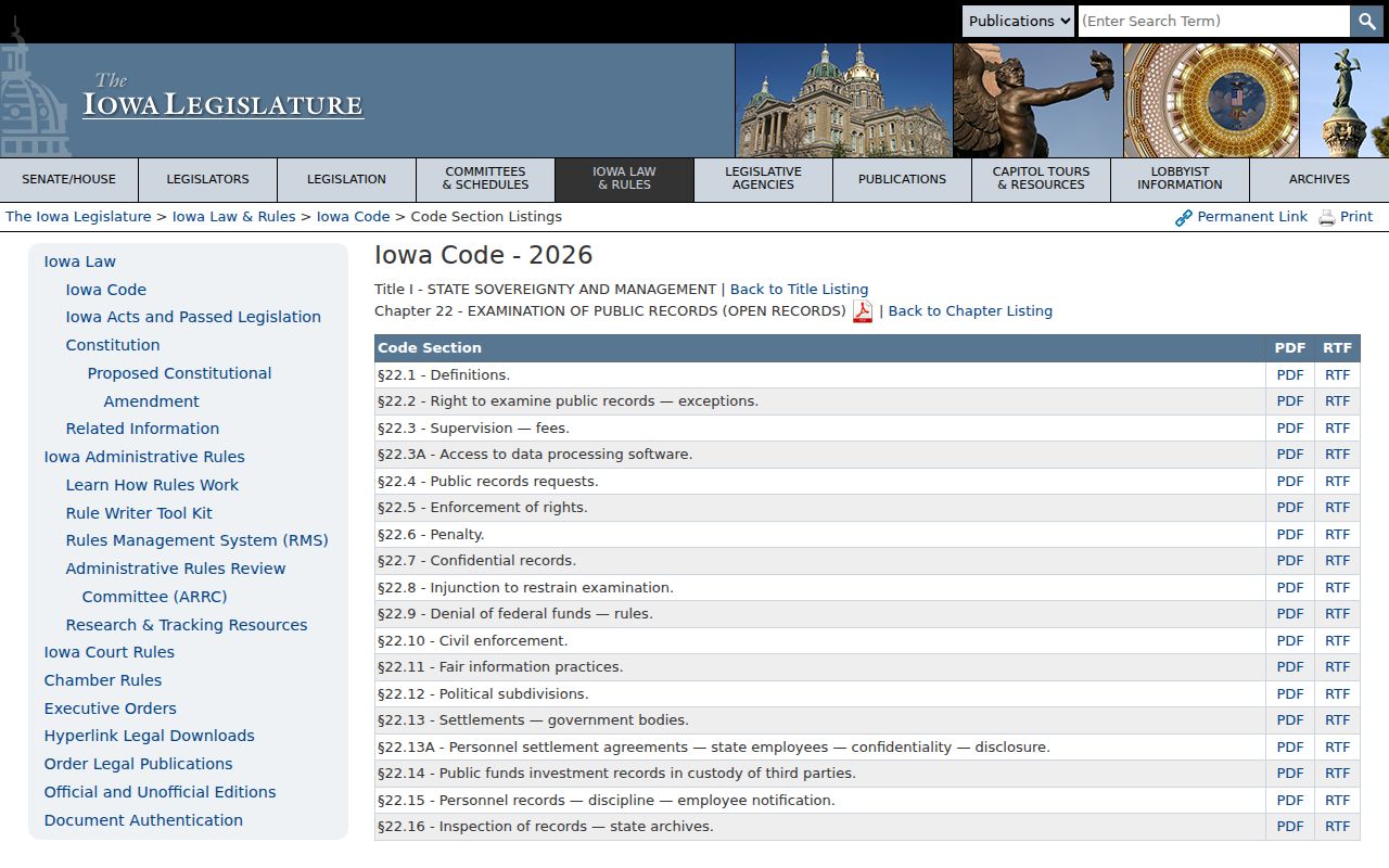 Stuart criminal record access under Iowa Code chapter 22