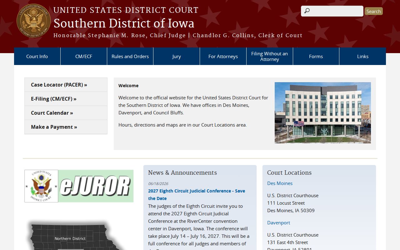 Stuart record check federal court source in the Southern District of Iowa